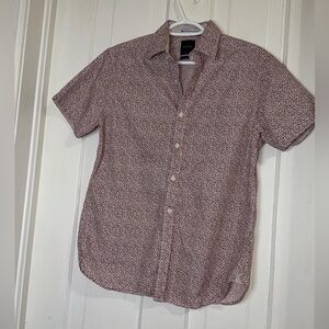 Men's size small Cactus Red Patterned Button Down Shirt, top,‎ leaf, summer